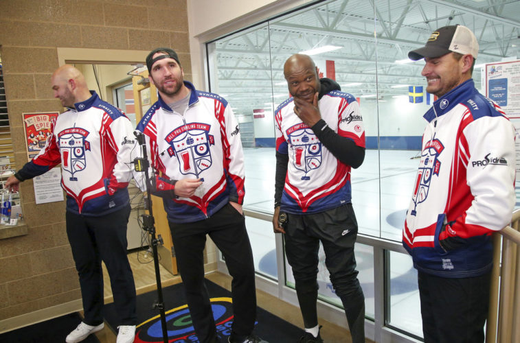 Former NFL Pro Bowl Players -- including WVU great Marc Bulger -- try curling with Olympic goal